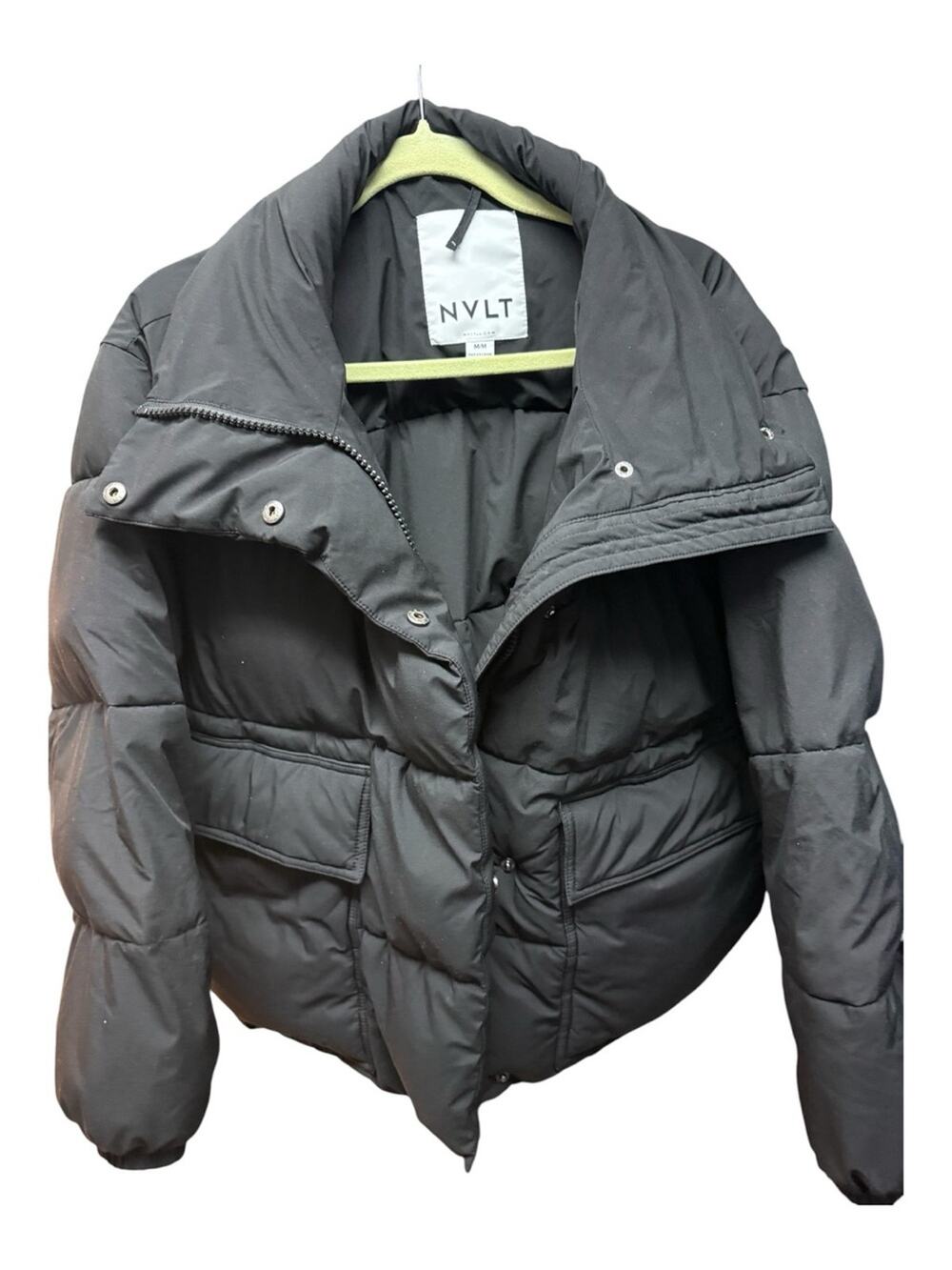 NVLT Anthropologie Black Over-Sized Patch Pocket Puffer Downtown Girl in Medium